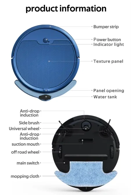 Max Premium WiFi APP Control Smart Robot Vacuum Cleaner Antifall High Suction Floor Mop Auto Clean with Water Tank