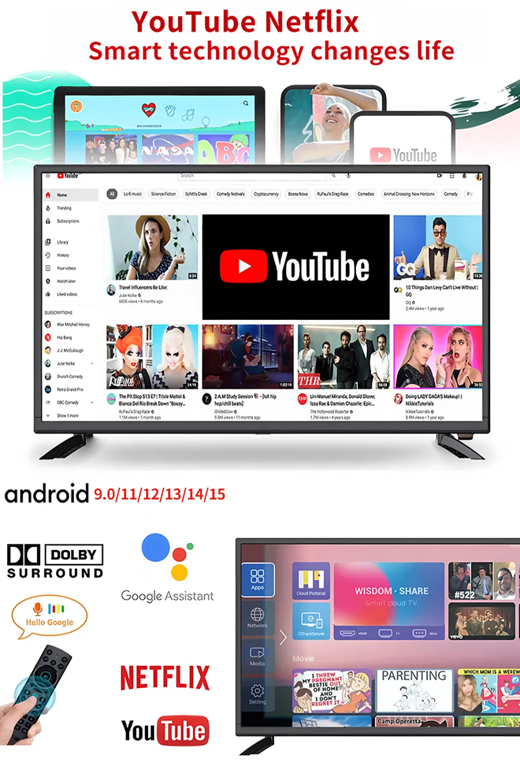 Factory 50 55 Inch 4kuhd Smart Large Screen OEM Mini LED TV