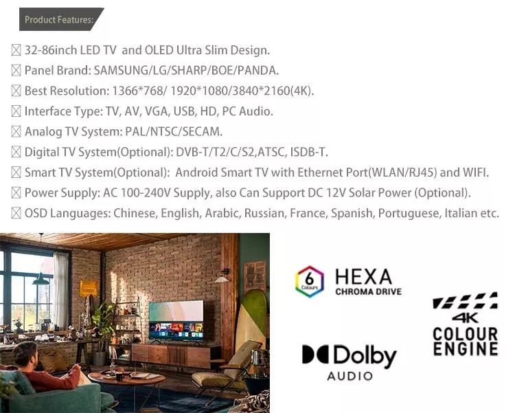 65 Inch 4K UHD Smart TV 32 Inch 43 55 Inch Android WiFi OLED TV