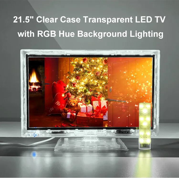 Vtex Cheapest Clear Housing Television 22 Inch OEM LED LCD OLED Screen Panel Smart TV 21.5 Pouces Clear Transparent Television