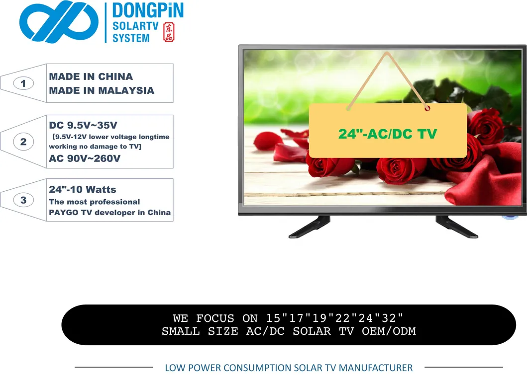 Solar TV LCD TV DC 12V Solar TV 15"17"19"22"24"32"43" Factory Wholesaler Price LED TV Smart TV Android Smart TV DC TV