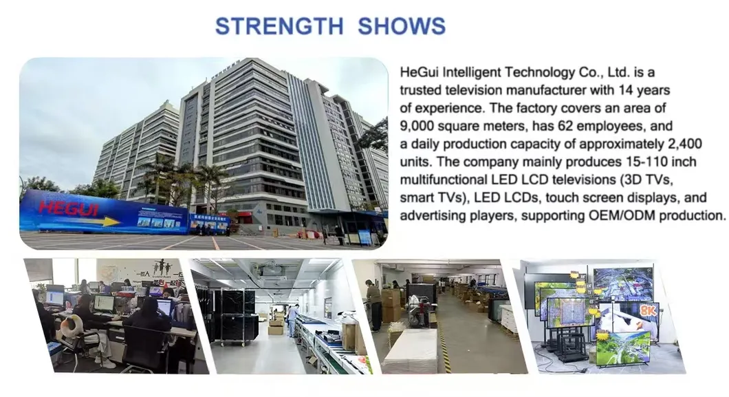 Factory OEM/ODM TV Television Custom 32 40 43 50 55 65 Inch 2K 4K Smart TV Android Smart LED LCD TV