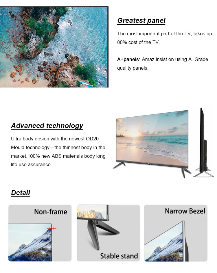 Wholesale LCD 43 Inch Tempered Glass LED Smart TV