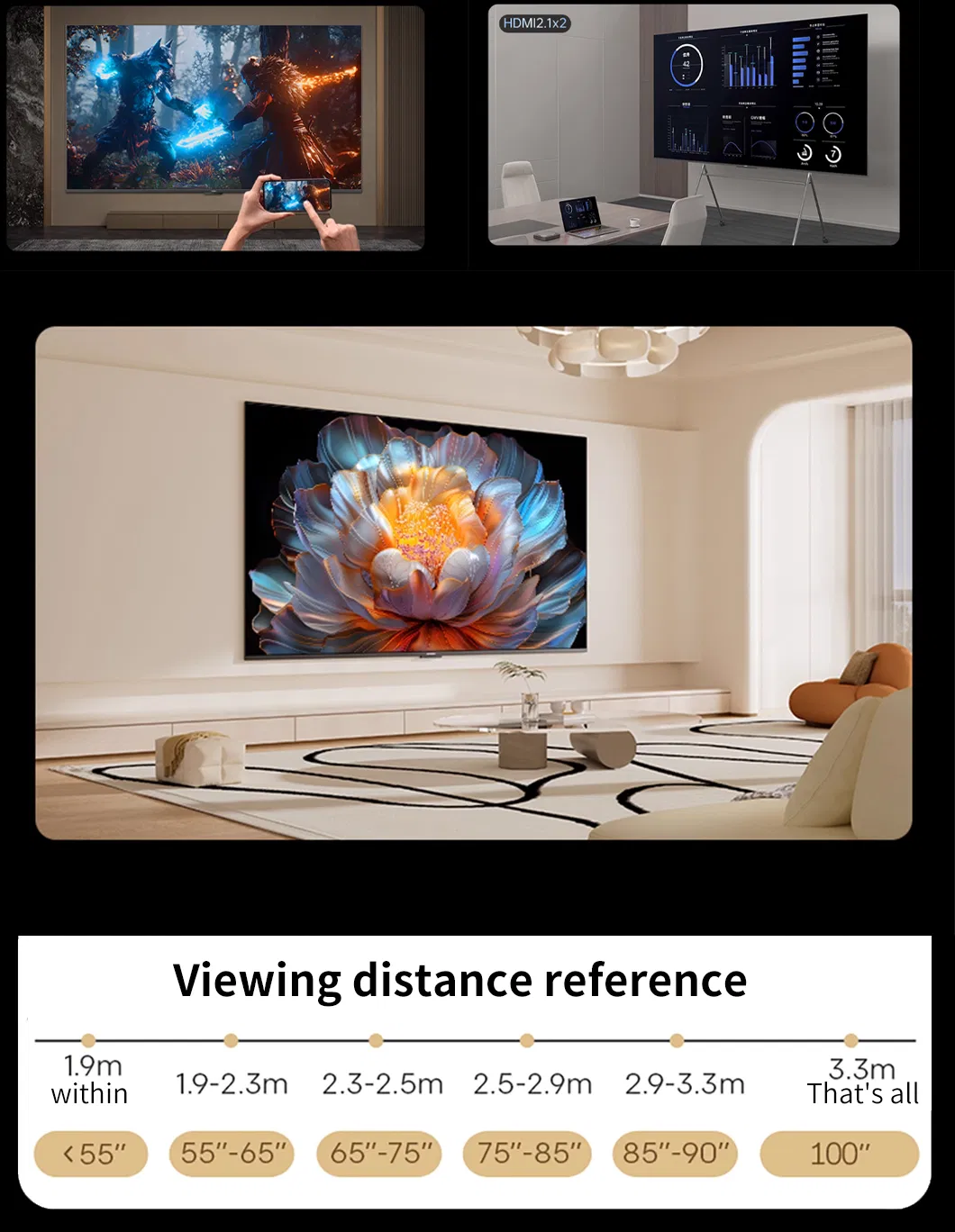 Television Factory 50 65 Inch 4K Slim LCD LED Display Smart TV