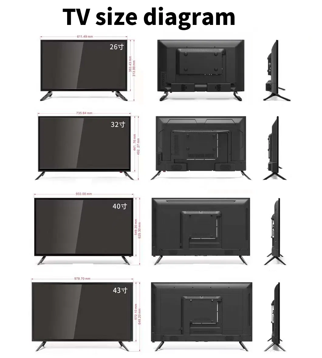 Television Factory 50 65 Inch 4K Slim LCD LED Display Smart TV