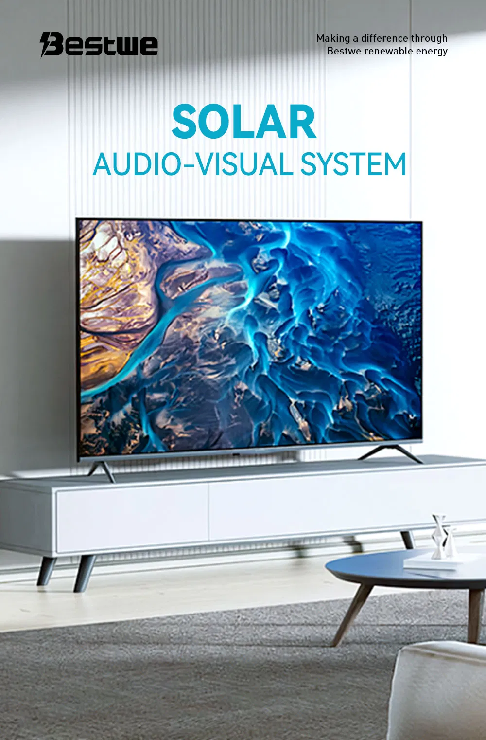 Solar DC Powered Television with Built-in Battery 32-Inch Screen Smart LED LCD TV to South Africa