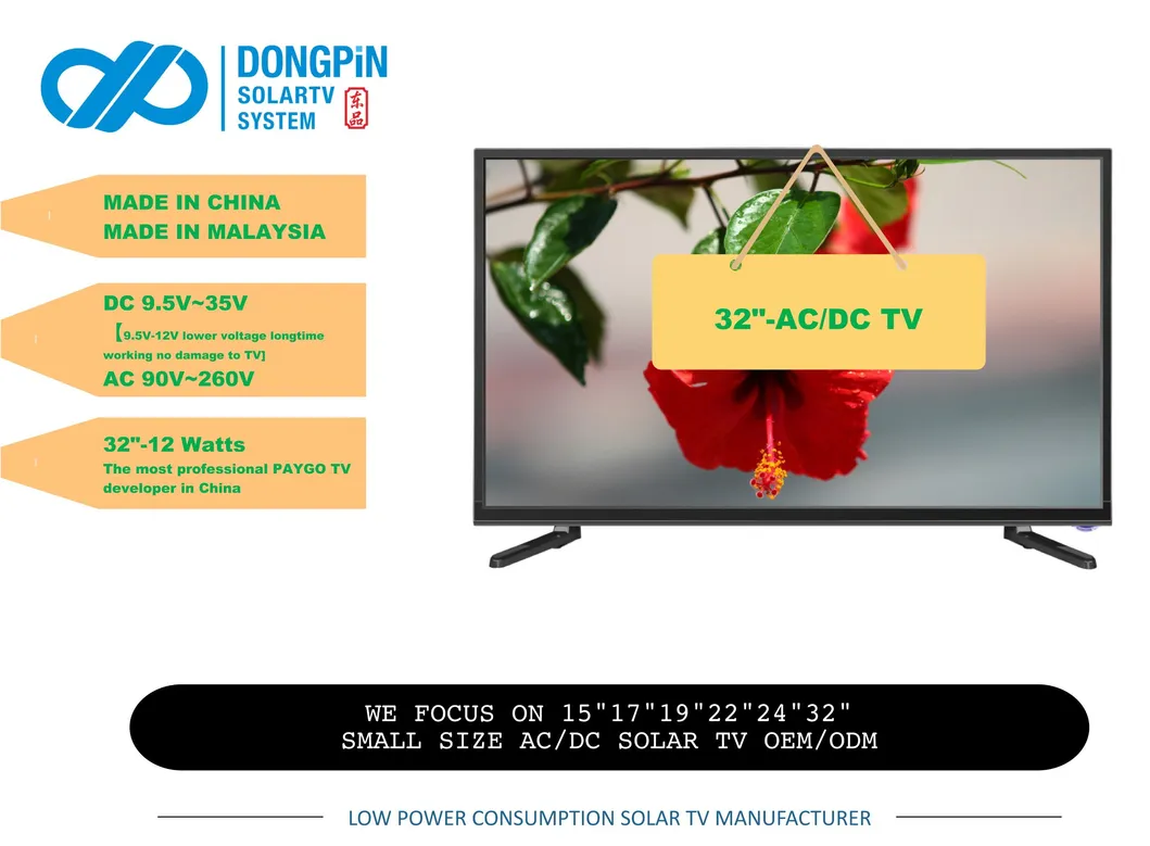 OEM/ ODM High Quality LED TV 32" HD LCD TV V+H Classic Black Multipurpose Solar DVB-T2s2 Smart Android TV