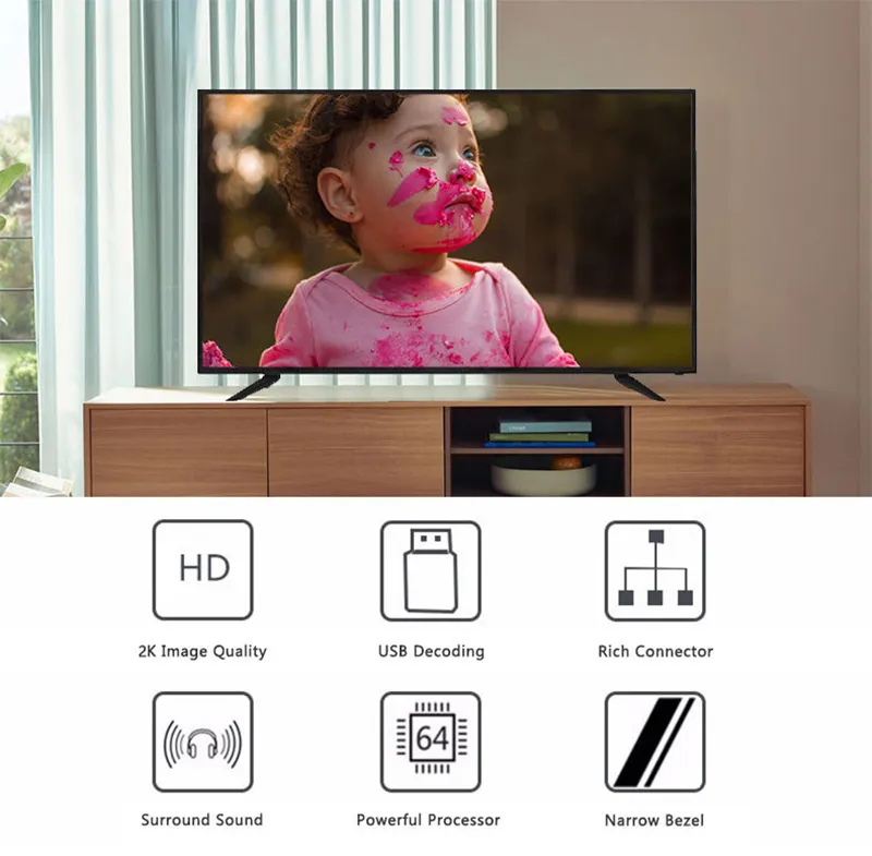 43 Inch Smart LCD Flat Screen HD 2K 4K LED TV Hgt-43