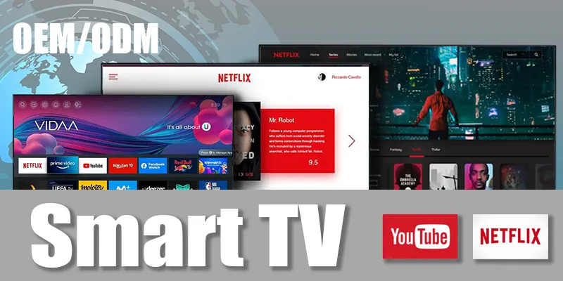 Manufacturer Smart Display 43 Inch TV Television 24 32 40 43 50 55 65 Inch LED TV with Android TV Stands