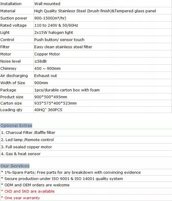 Hot Sale Glass Exhaust Range Hood