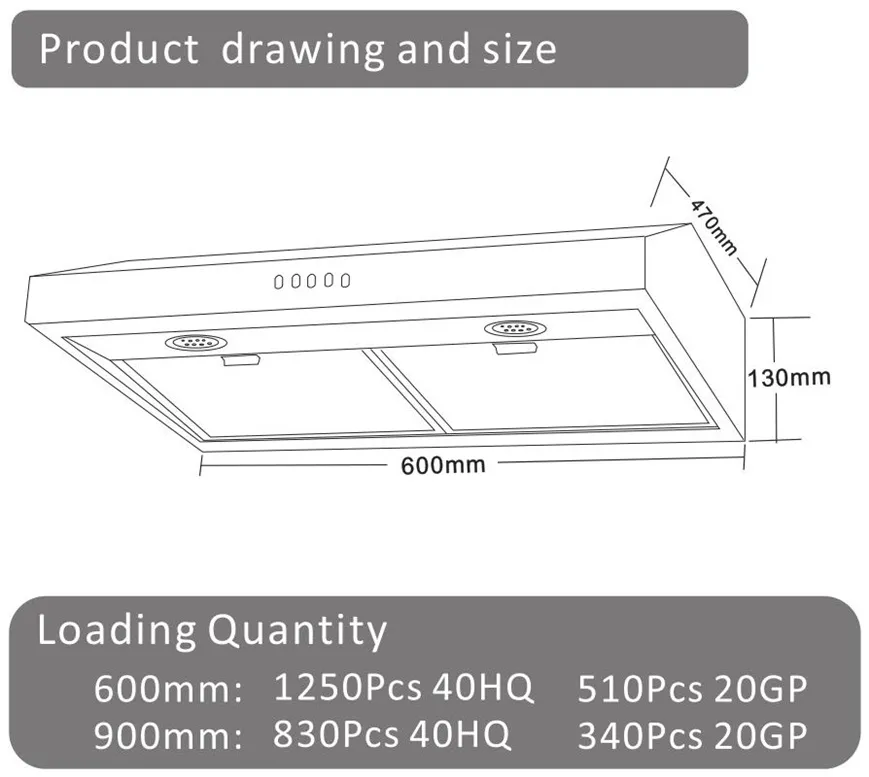 China Manufacturer Chimney Ventilator Slim Vent Cooker Hood Fliter Sh-6004s