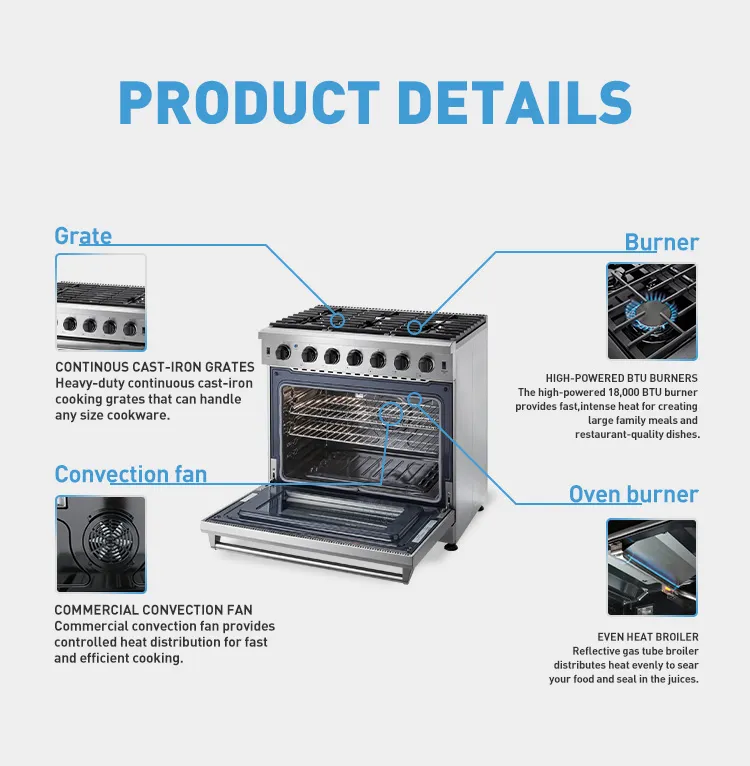 Factory 36 Inch Convections Fan Gas Stove
