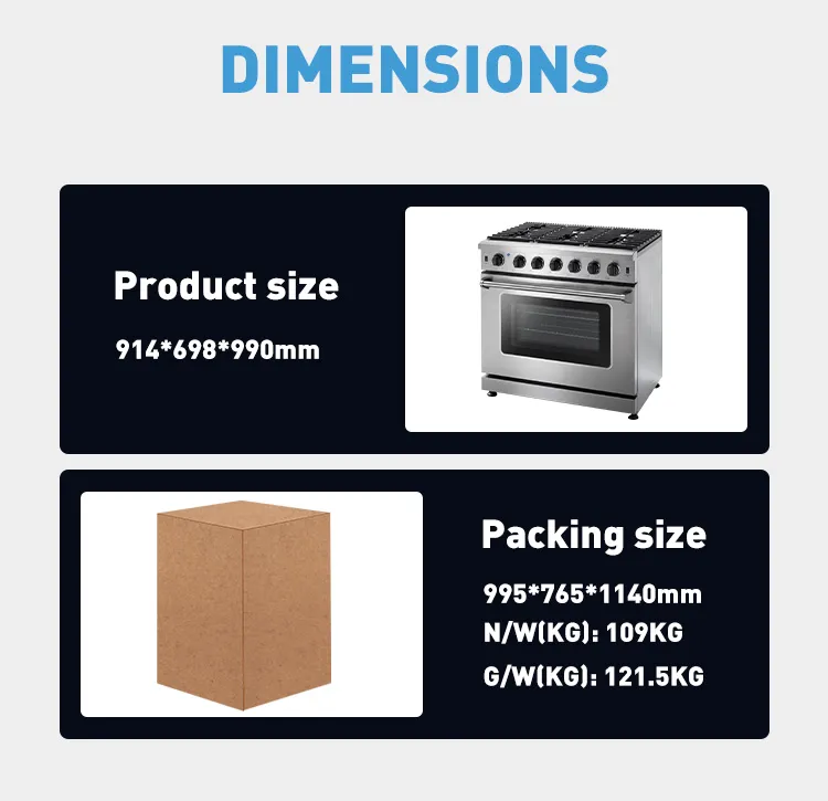 36inch 6 Burner Freestanding Convections Fan Gas Range Stove with CSA (LRG3601)