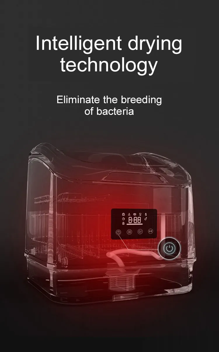 Countertop Dishwasher, 8 Washing Programs Portable Dishwasher with 5-Liter Built-in Water Tank and Inlet Hose &amp; Drain Hose