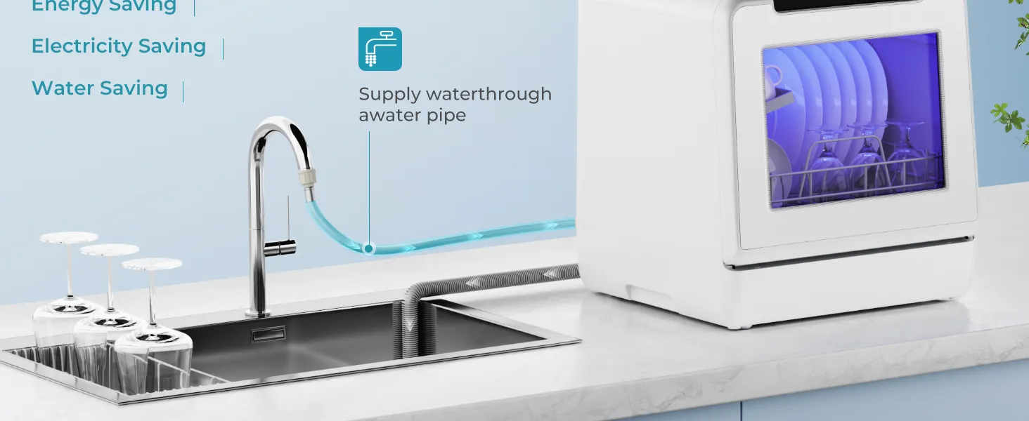 Portable Dishwasher with Built-in Water Tank for Compact Living