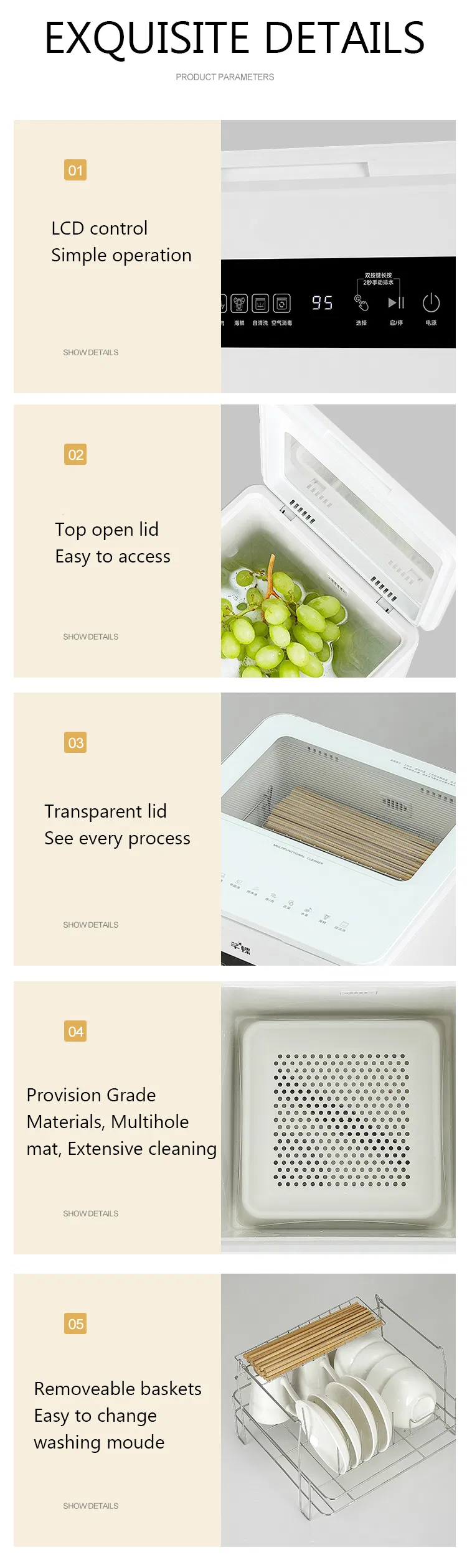 Portable Top Open Dishwasher Fruit and Vegetable Washer Bootle Washer