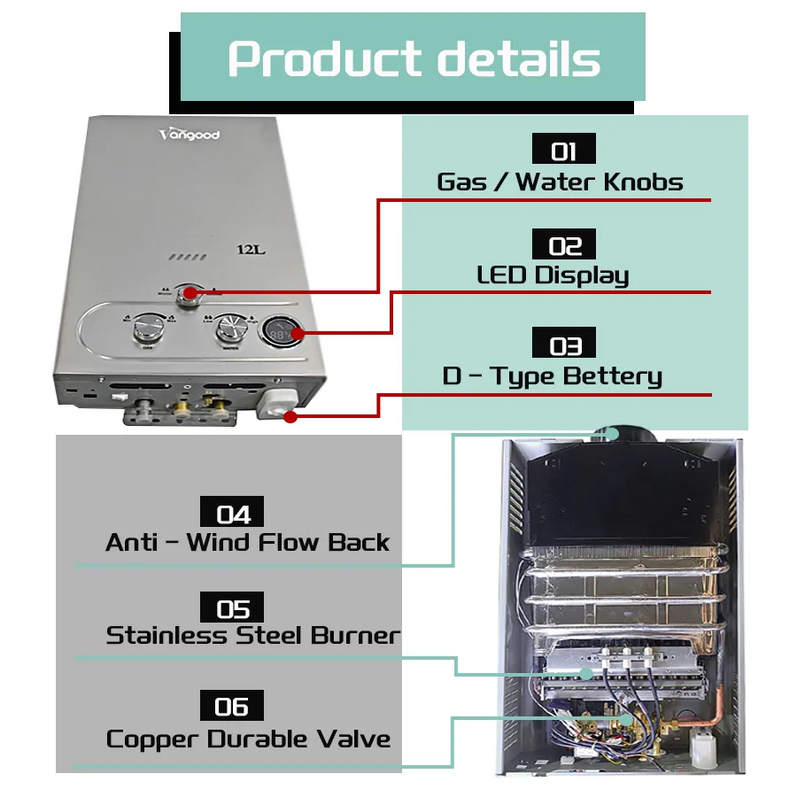 Water Heater Gas Controller Smart Instant Water Heater for Salty Water