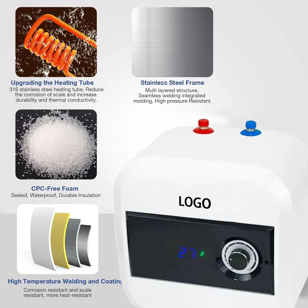 2.6gallon 4gallon Easy to Wall or Floor Mounted Install Under Sink Type 1500W 10L Mini Tank Storage Electric Water Heaters for Bathroom