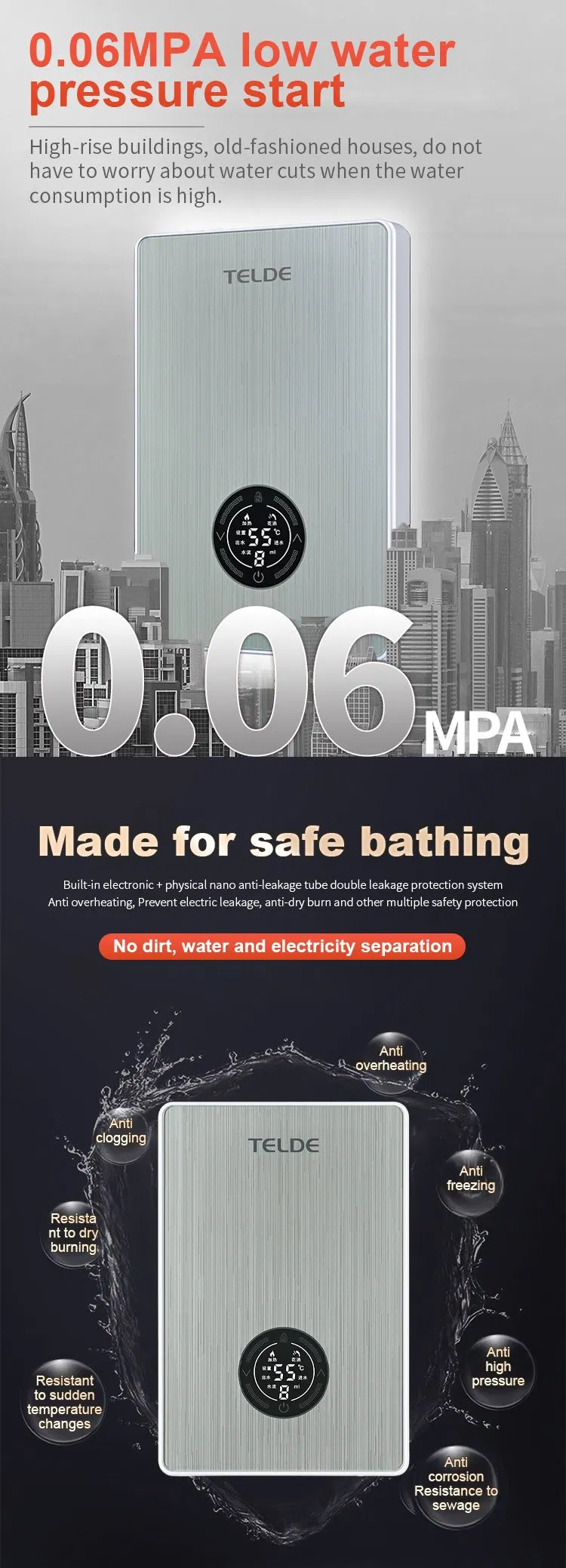 Small Wall-Mounted Electric Water Heater for Home Hotel Apartment Intelligent Constant Temperature Made Durable Plastic