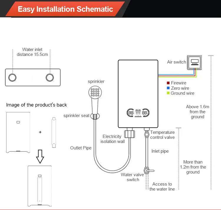 Telde A8 Series Tankless Instant Water Heater 8.8kw
