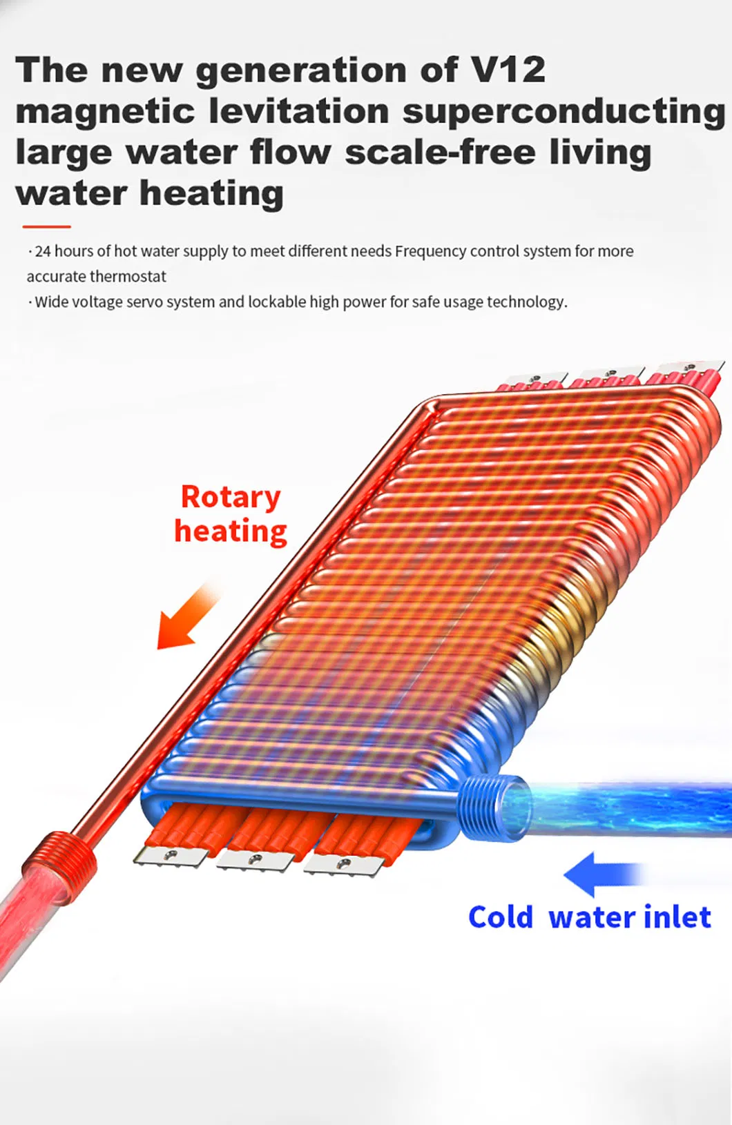 Telde Tankless Instant Electric Water Heater Ultra-Thin Body Save Bathroom Space