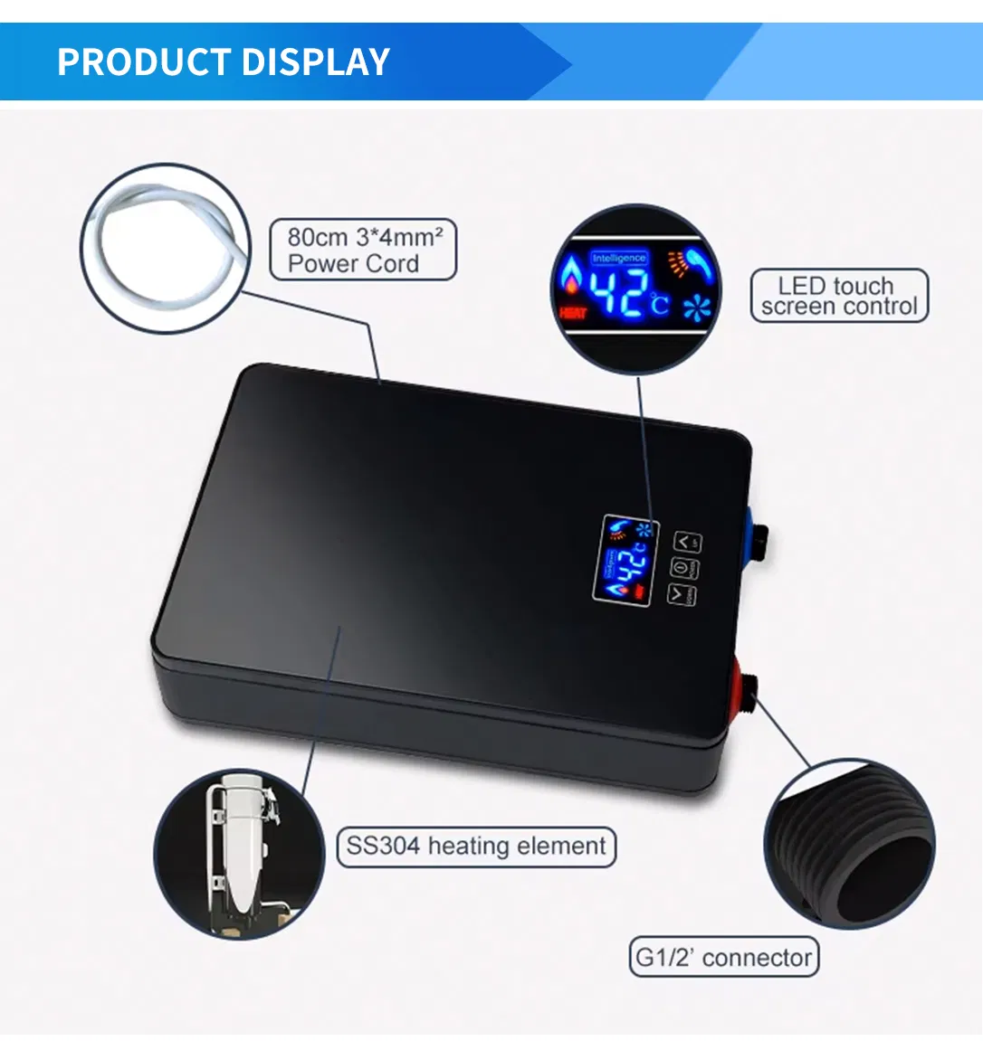 Dynamic Temperature Regulation System Precise Flow Balance Instant Electric Shower Hot Water Heater