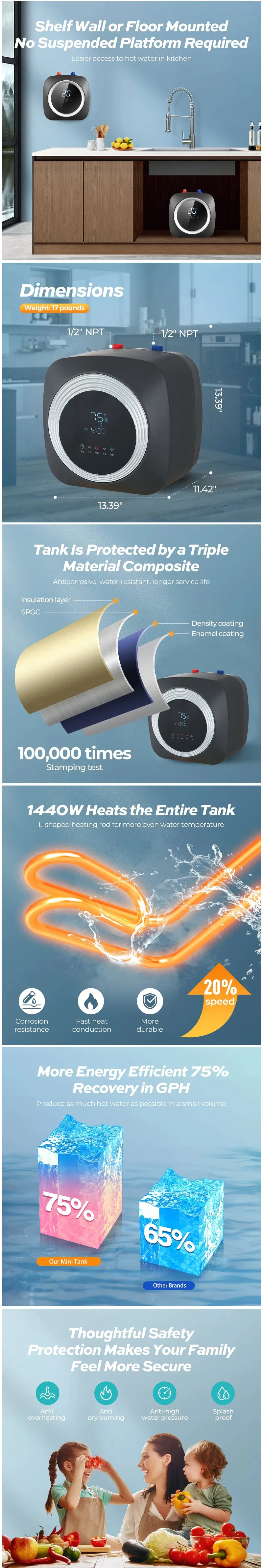 6L 8L 10L 2.5 Gallon 1500W Guangdong Competitive Reasonable Price Mini Electric Water Heater Turkey Storage Hot Water Heater