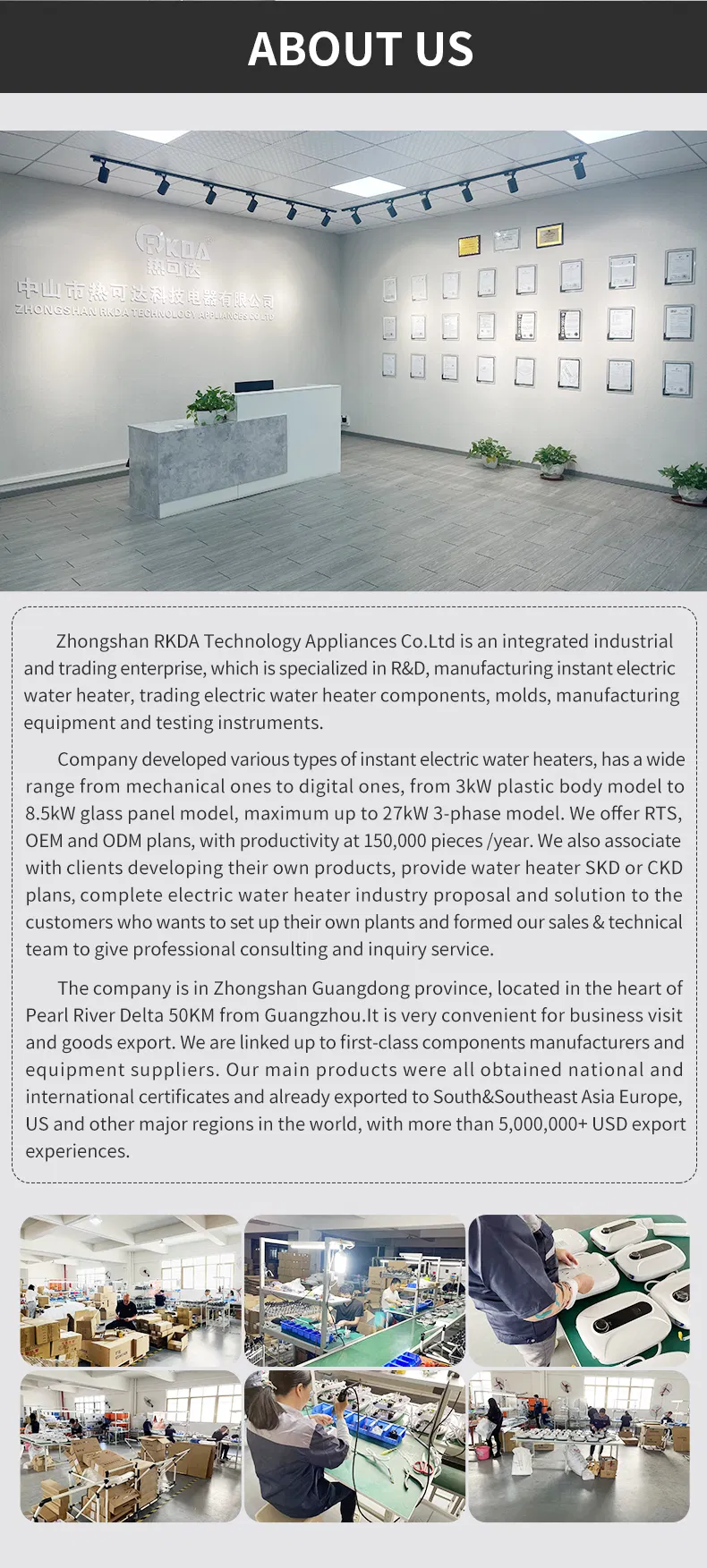 New Launched Products 5500W Instant Electric Tankless Shower Water Heater