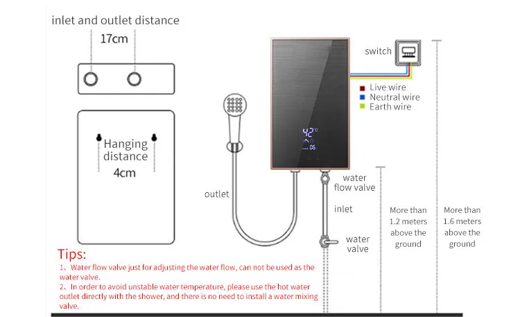 Bathroom Factory Directly Sale Low MOQ Household Customized Tankless Electric Water Heater
