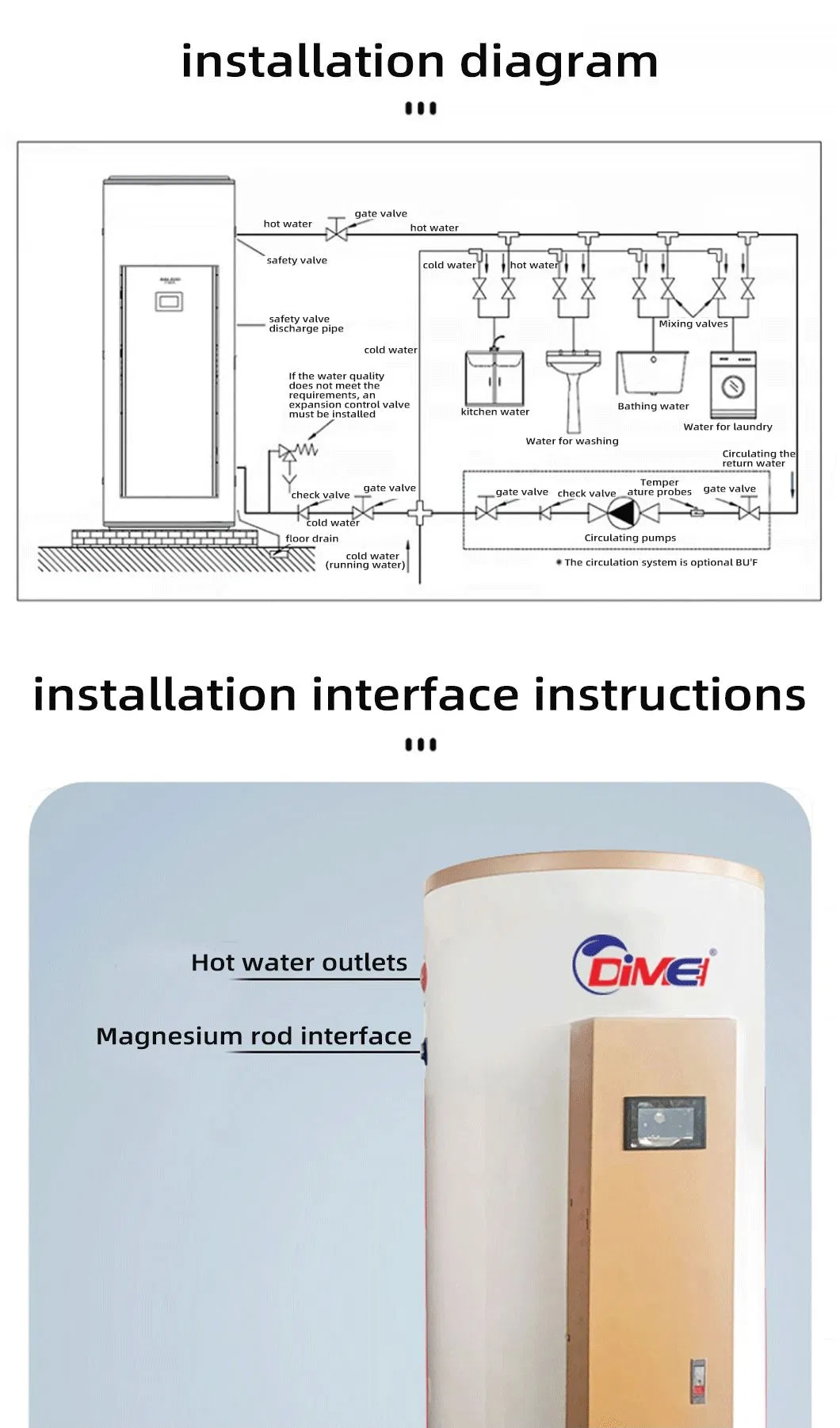 400L Stainless Steel Inner Electric Water Heater for Salon Use