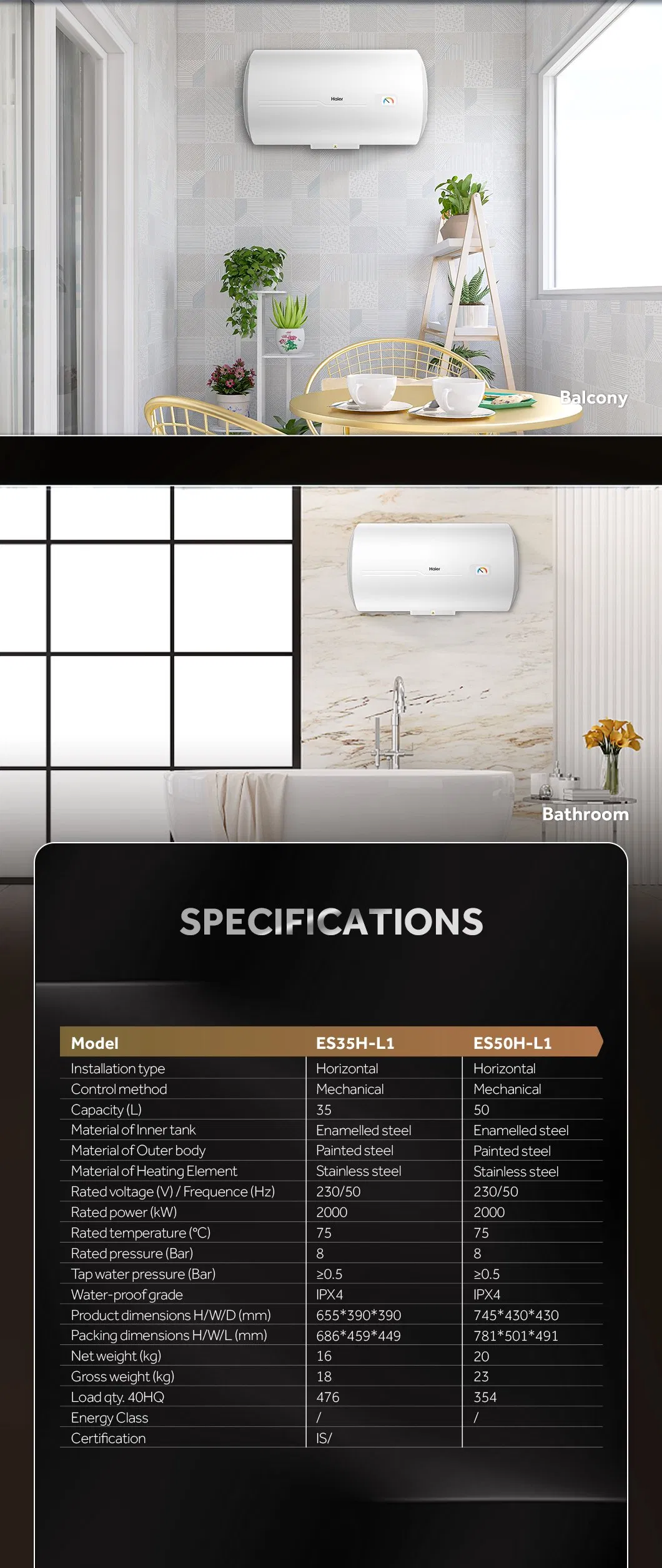 High Technology Thermal Storage 2000W 230V 50Hz White Electric Storage Hot Water Heater for Bath