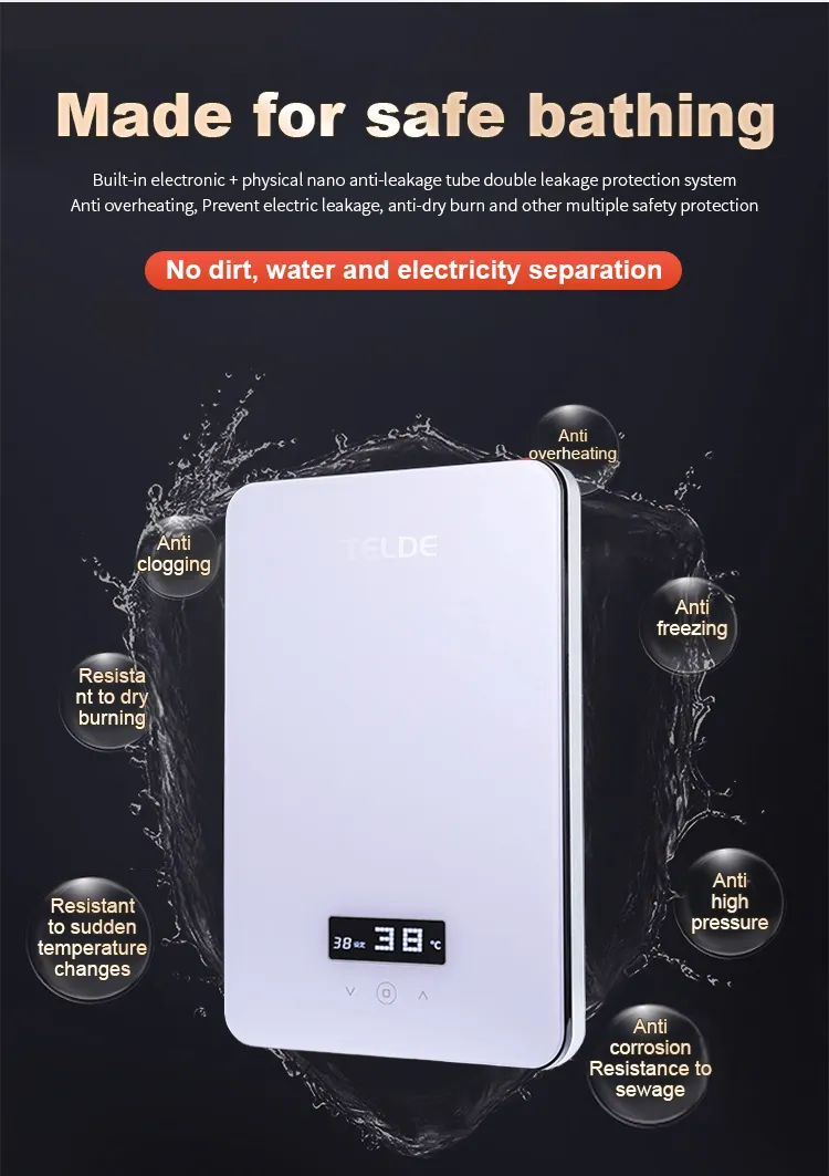 Quick Heating Electric Water Heater for Showers and Baths