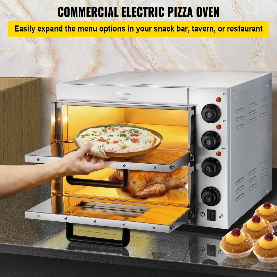 Stone Countertop Double Deck Layer Stainless Steel Electric Commercial Pizza Oven