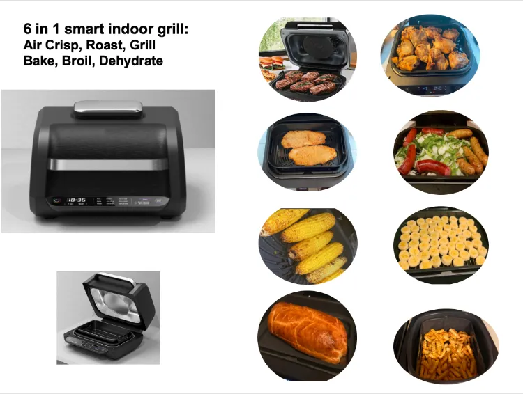 New Arrival Smokeless 8 in 1 Indoor Grill Combo Air Fryer Grill