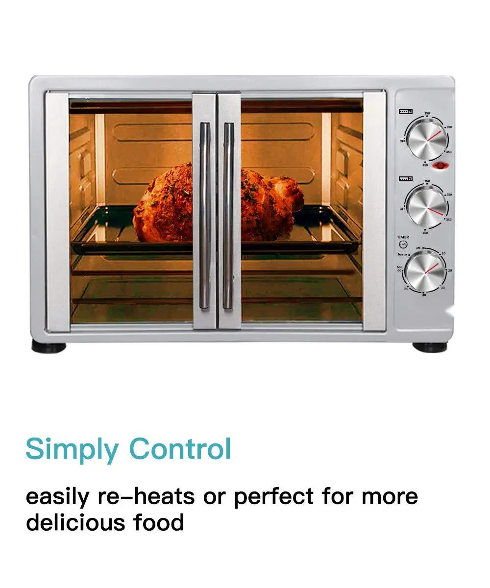 Countertop French Door Designed 55L Turkey Pizza Kitchen Large Toaster Oven