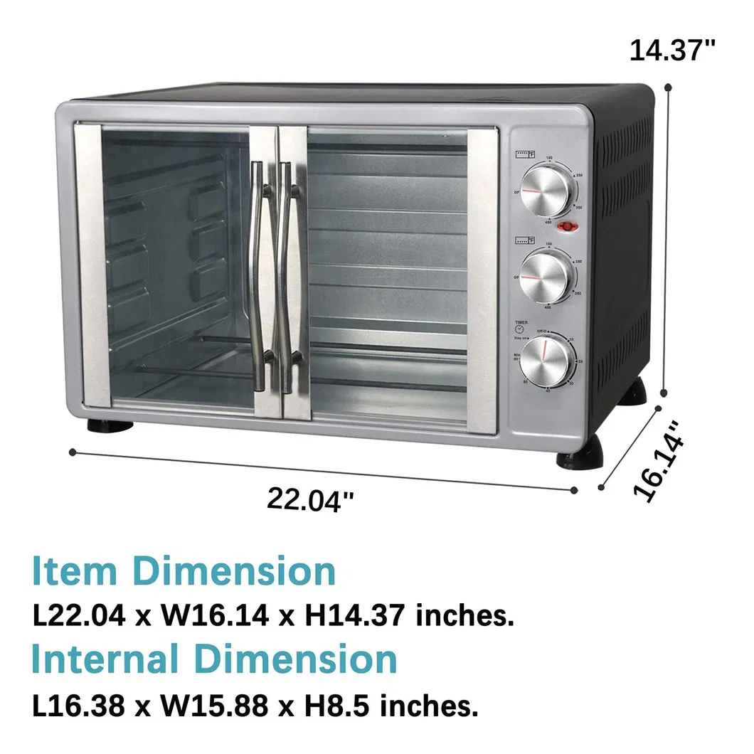 Countertop French Door Designed 55L Turkey Pizza Kitchen Large Toaster Oven