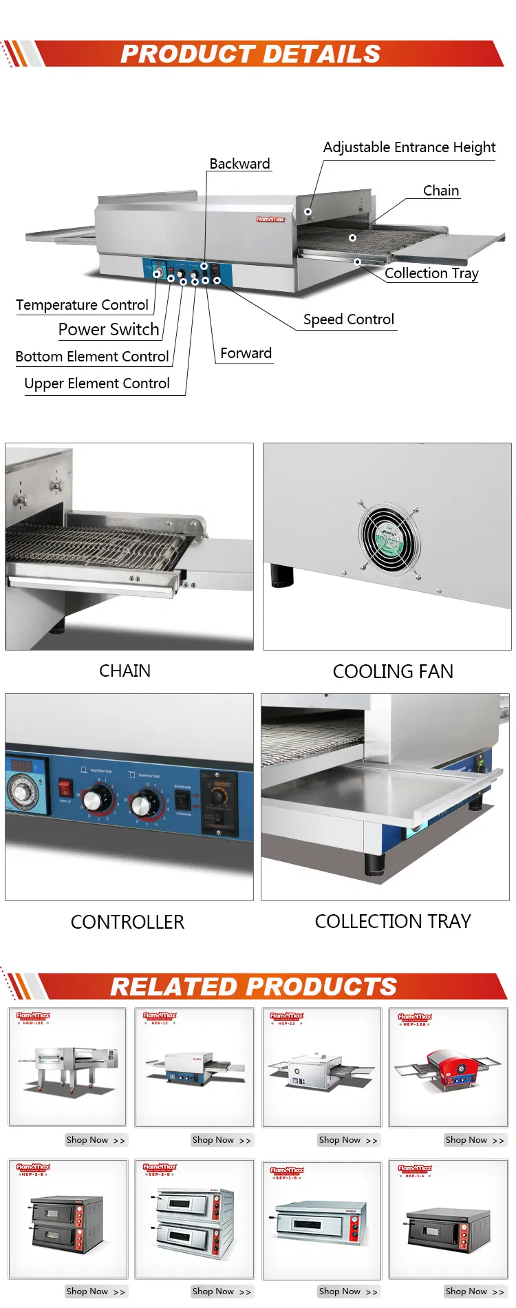 Hep-32 Industrial Electric Conveyor Pizza Oven