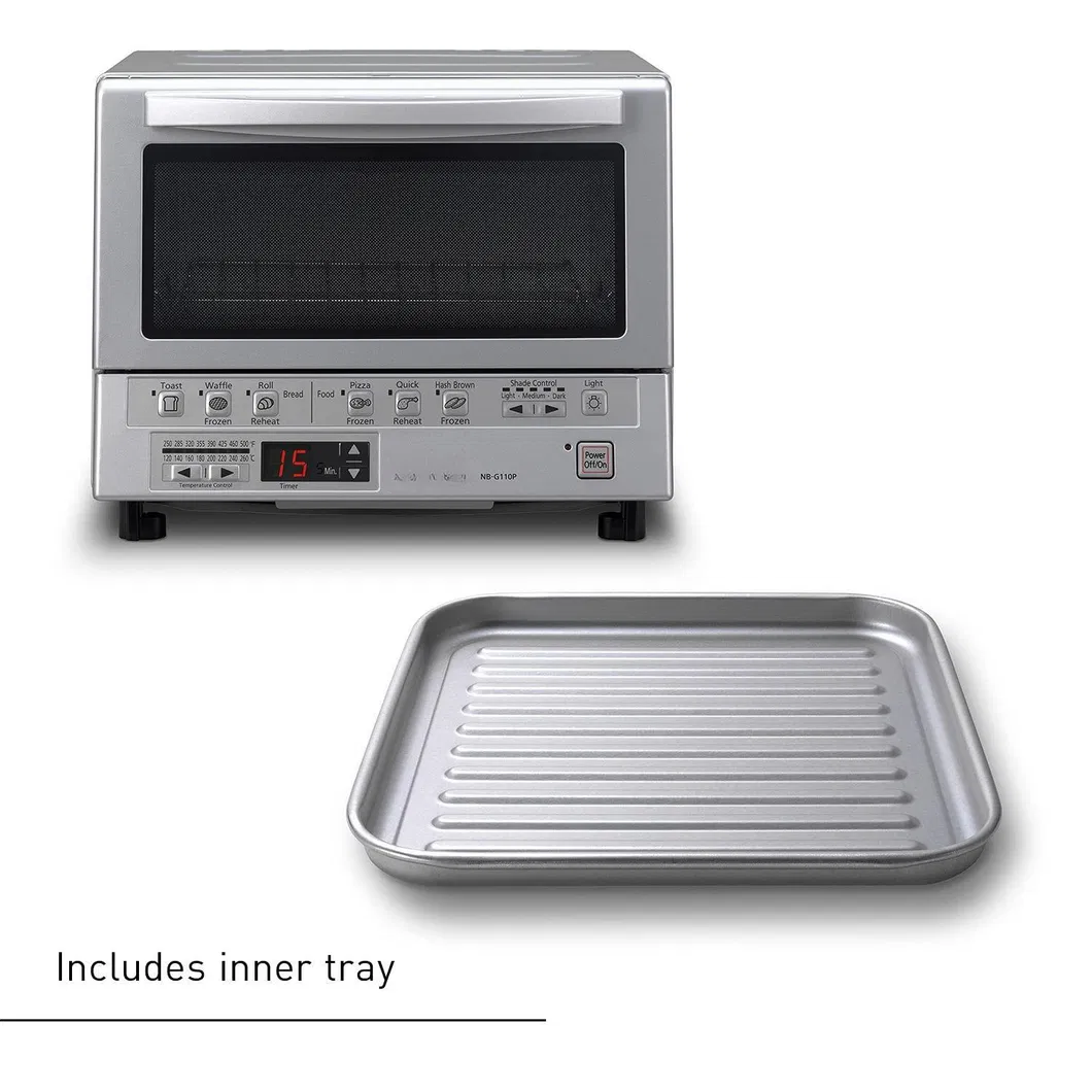 Double Infrared Heating Removable 9 Inner Baking Tray 1300W Silver Toaster Oven