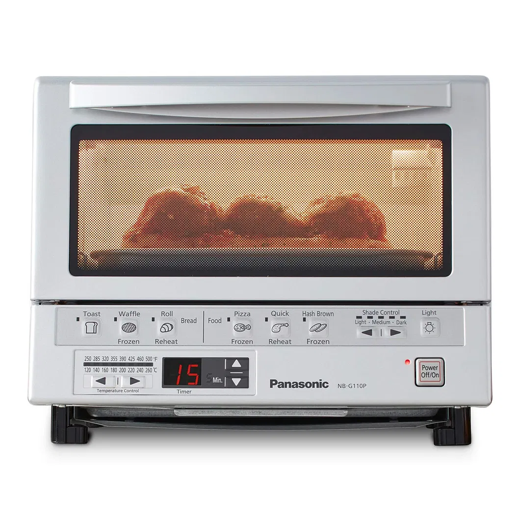 Double Infrared Heating Removable 9 Inner Baking Tray 1300W Silver Toaster Oven