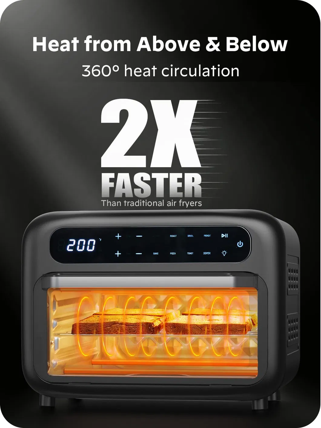 Smart Toaster Combo Stainless Steel Digital Countertop Natural Convection Air Fryer Oven