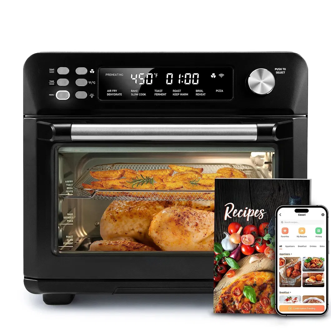 Air Fryer Combo Convection Countertop Toast Bake Broil Slice Black Toaster Oven