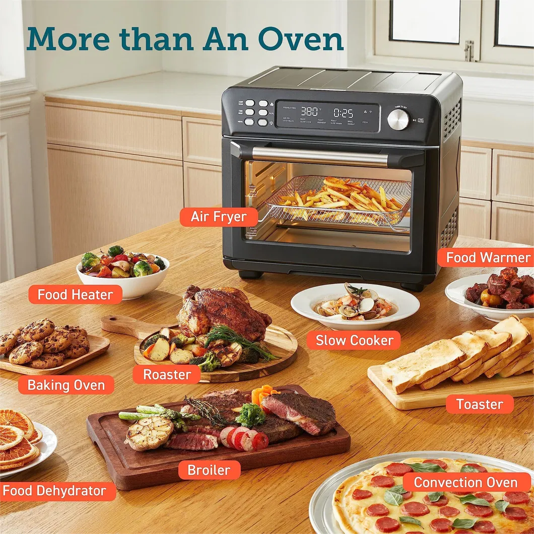 Air Fryer Combo Convection Countertop Toast Bake Broil Slice Black Toaster Oven