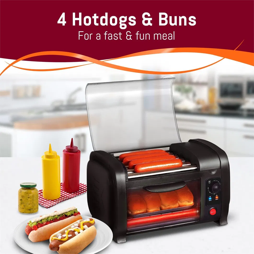 Stainless Steel Heat Rollers Bake Crumb Tray Hot Dog Toaster Oven