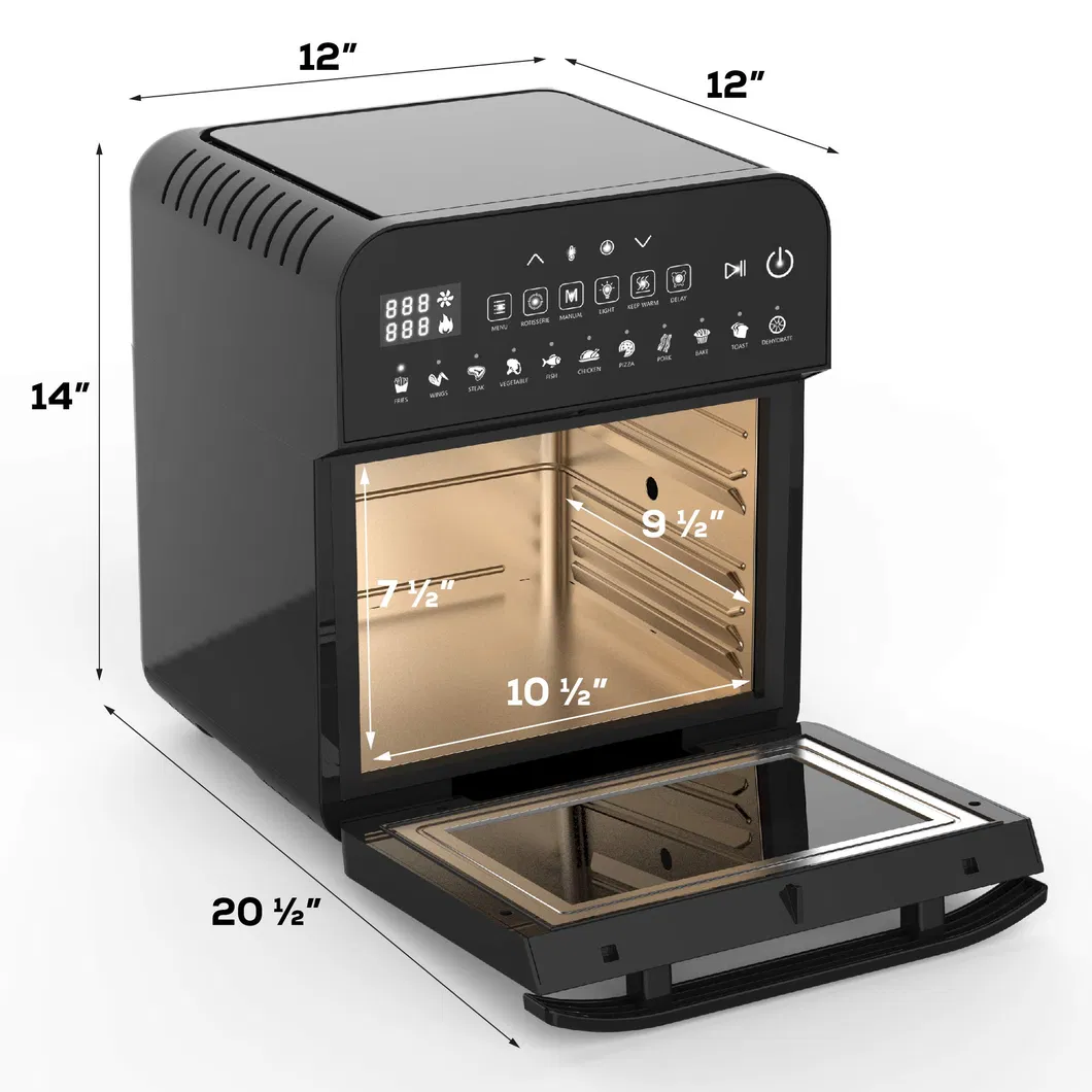 Rotisserie Dehydrator Black Convection Kitchen Equipment Electric Air Fryer Oven