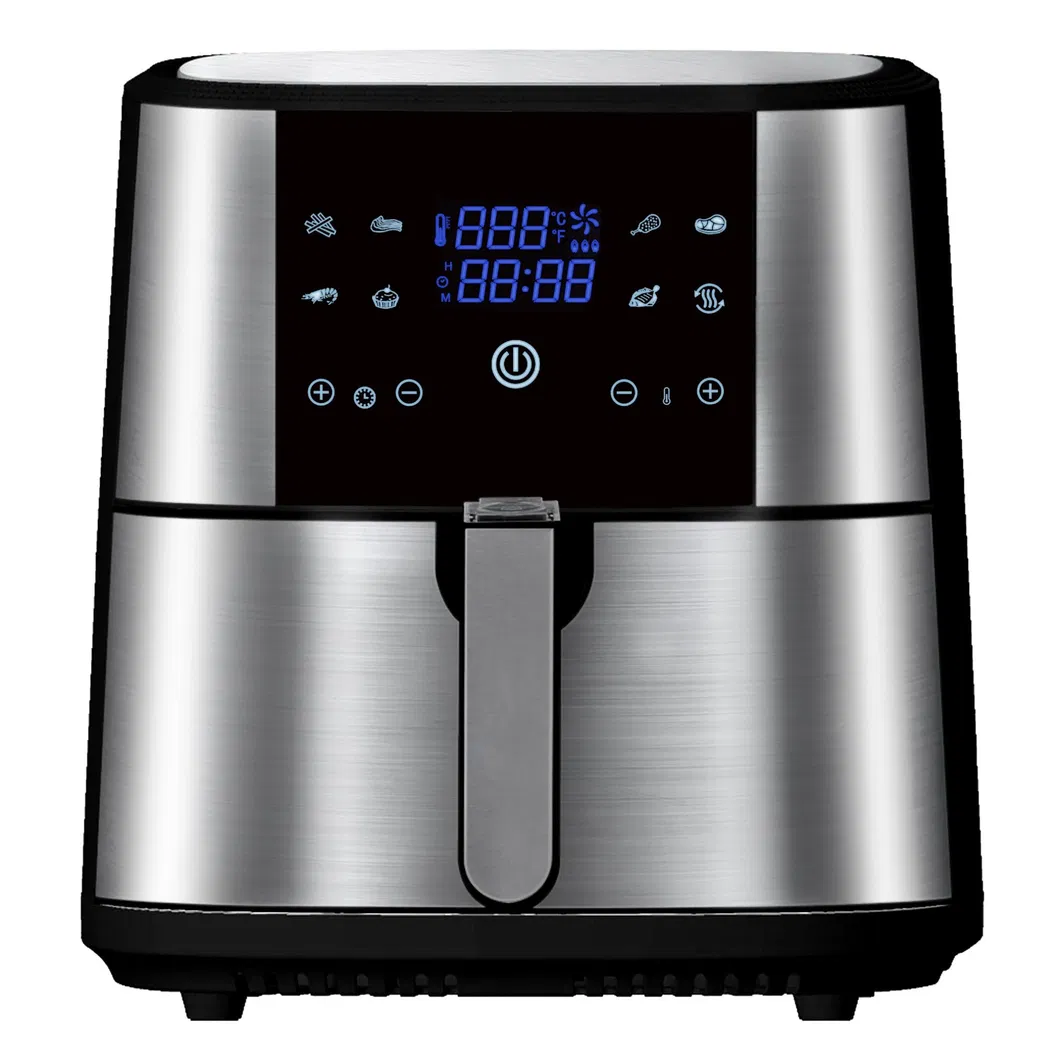 Stainless Steel Houing 1800W 6L 8L Air Fryer Pot Basket LCD Display