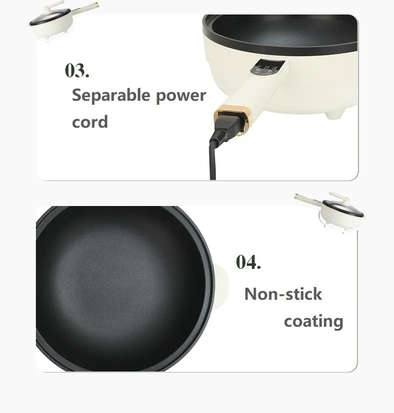 Electric Frying Pan 30cm Non Stick Portable Automatic Electric Saute Pan