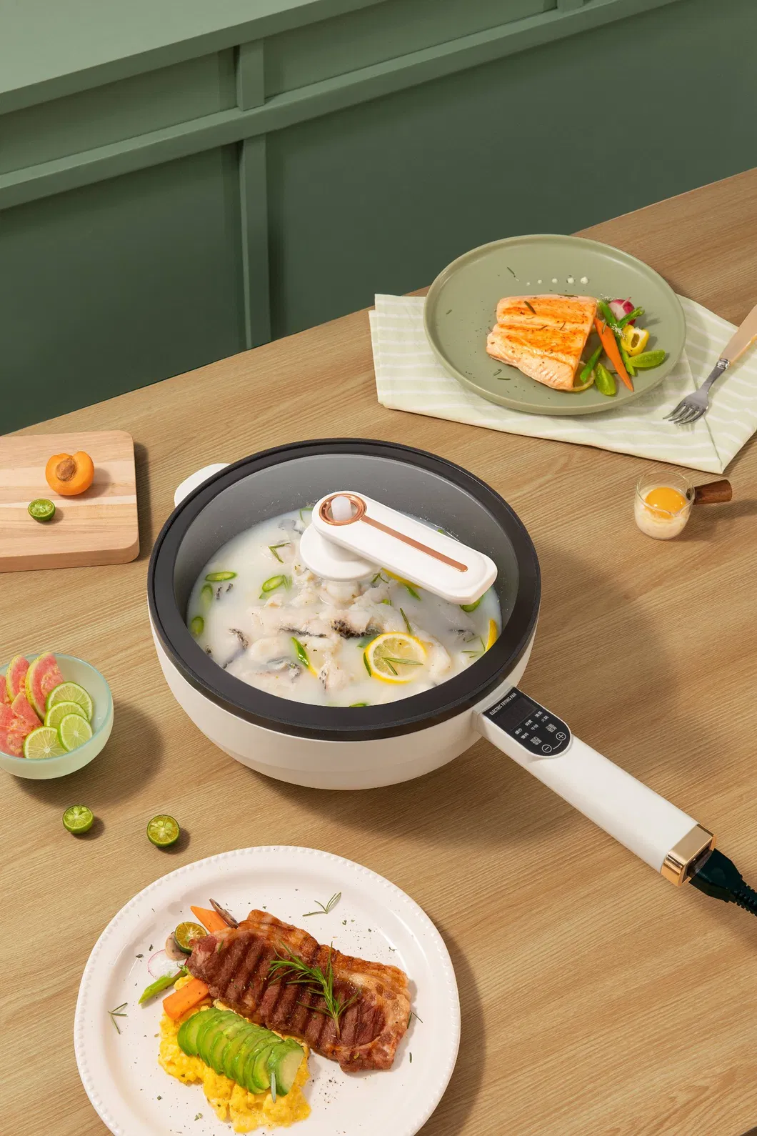 Aluminum Electric Cooker Frying Pan with Non-Stick Surface Electric Wok