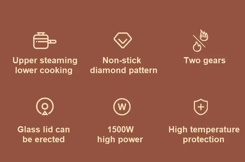 4.5L Multifunction Nonstick Electric Skillet Frying Pan with Steamer