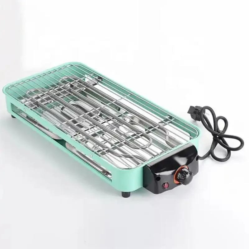 High Quality Green Adjustable Thermometer Indoor Fine Iron Material Electric Barbecue Grill