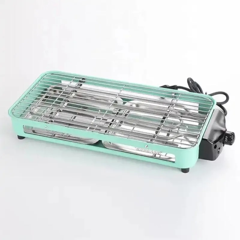 High Quality Green Adjustable Thermometer Indoor Fine Iron Material Electric Barbecue Grill